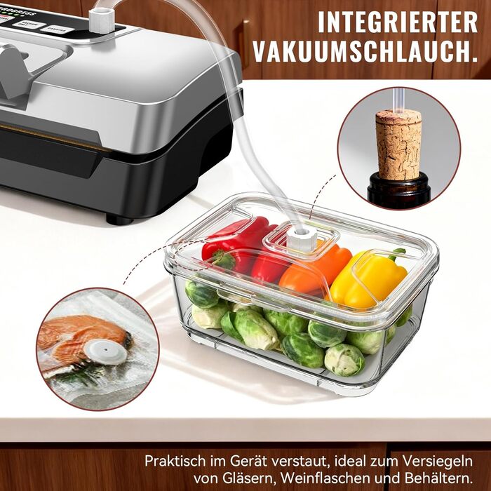 Вакууматор для продуктів Gavasto з подвійним насосом 90кПа, 9л/хв, LED-дисплеєм та режимами «Волого/Сухо», сріблястий