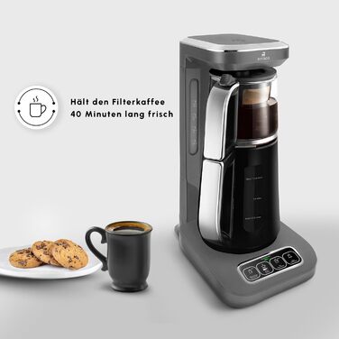 Чайник-робот Karaca Çaysever Robotea Pro 4-в-1, 2500Вт, Space Gray, автомат для чаю та фільтр-кави, індикатор свіжості, функція приготування питної води