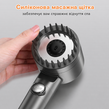 Душова лійка з фільтром MEKO, високий тиск, 15-шарова фільтрація, 1,5 м шланг, 3 режими, для очищення жорсткої води, хлору, бактерій і важких металів, сіра