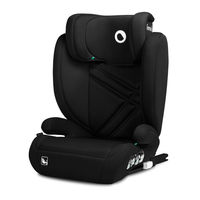 Автокрісло Lionelo Hugo i-Size R129 Група 2/3 (100–150 см) – ISOFIX, регульована підголовник з Memory Foam, бічний захист, комфортні підлокітники, чорний карбон
