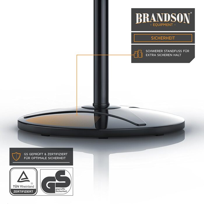 Вентилятор підлоговий Brandson 40 см срібно-чорний з осциляцією 80° та 3 швидкостями