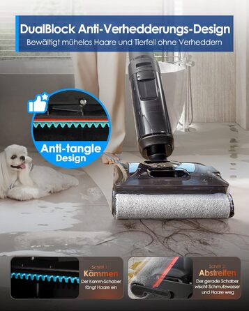 Tineco Floor One S7 Stretch Steam: Акумуляторний пилосос 2-в-1 для вологого та сухого прибирання, 22000 Па, для твердих підлог, шерсті тварин