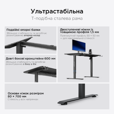 Стіл з електрорегулюванням висоти Anda Seat Xtreme E 1400x750 Black