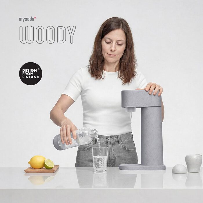Сифон для газування води Mysoda Woody Wassersprudler (Pigeon), сірий, з CO2-циліндром