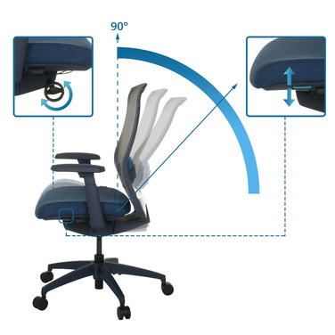 Офісне крісло / Поворотне крісло COLORE Сітка для спинки / Тканина сидіння Blue HJH OFFICE