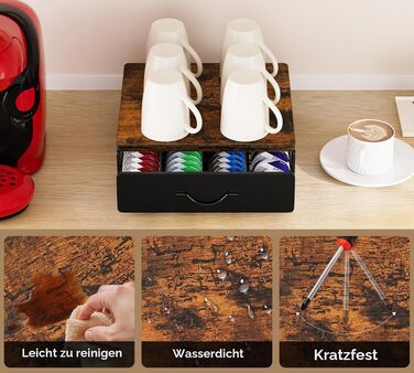 Тримач для капсул Tassimo на 64 кавових капсул, металевий органайзер-диспенсер для зберігання капсул Tassimo, штабельний підставник (коричневий + чорний)