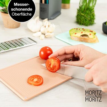 Набір з 3 кухонних обробних дощок Moritz & Moritz, пластик, 32x22 см, зі стійкою, великі, для кухні, підходять для посудомийної машини, гігієнічні