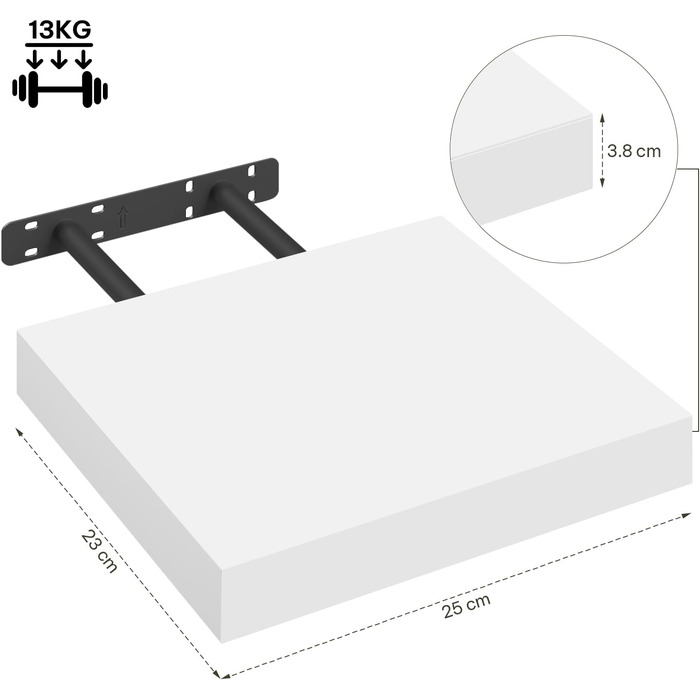 Плаваючі полиці eSituro Wandregal 2 шт для стіни, білі 120x22.9x3.8 см для вітальні, спальні, кухні, ванної кімнати
