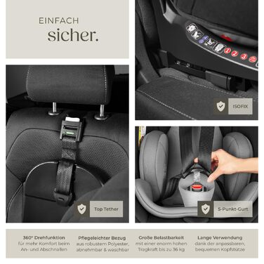 Дитяче автокрісло tectake® поворотне на 360°, i-Size, кріплення ISOFIX, до 150 см