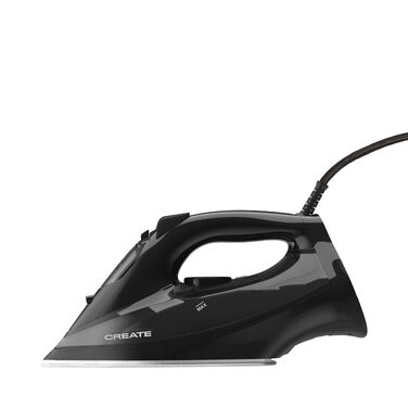 Праска електрична CREATE IRON FLAT 3000 чорна, 3000 Вт, з функцією швидкого старту, резервуар 380 мл, система безпеки