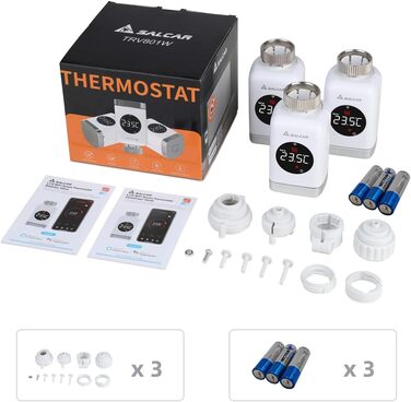 SALCAR TRV801W WiFi термостат для радіатора опалення Smart LCD, сумісний з Alexa та Google Home, Tuya Smart, 3 шт.