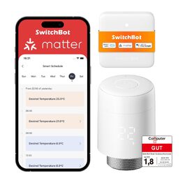 Розумний термостат для радіатора SwitchBot Matter Combo, Bluetooth керування через додаток, розклад, енергозбереження, сумісність з Alexa, Apple Home та Home Assistant