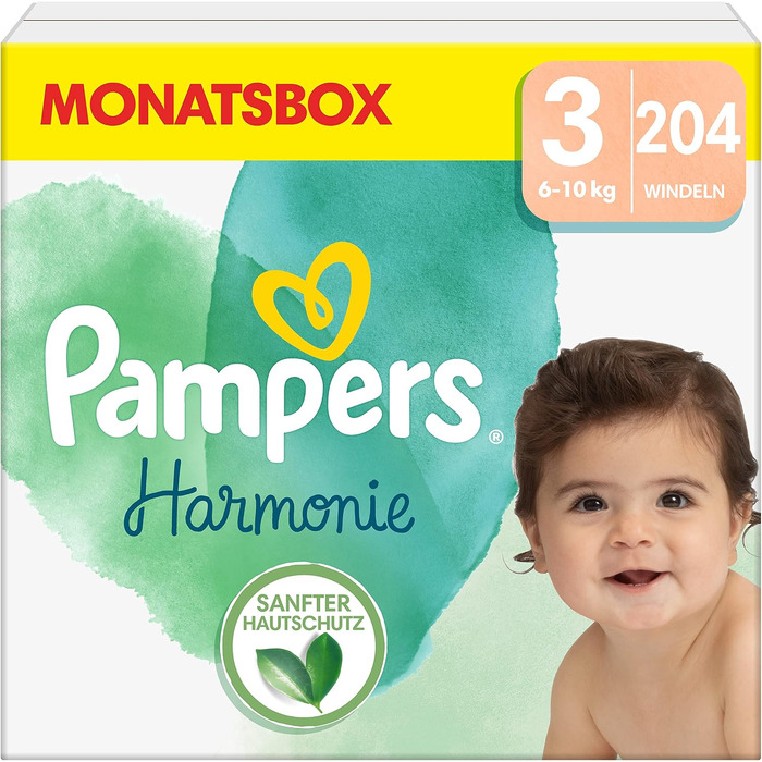 Підгузки Pampers Harmonie розмір 2 (4-8 кг), гіпоалергічні з рослинними компонентами, 240 шт.