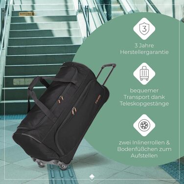Дорожня сумка на колесах Travelite Basics Fresh L, 71 см, 89 л, чорна