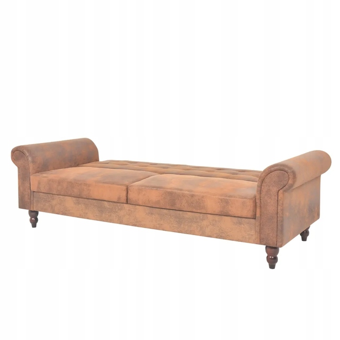 Розкладний 2-місний диван Chesterfield, коричневий, 196x58x82 см