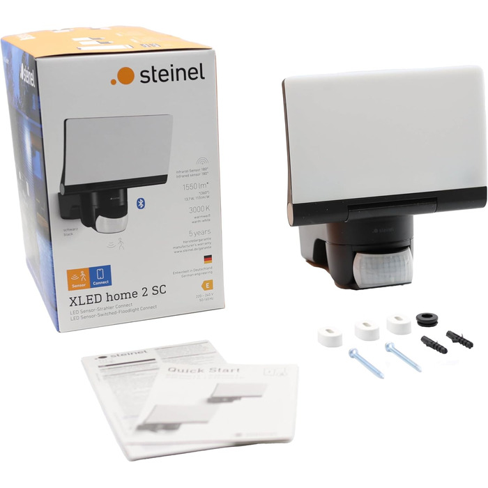 Світлодіодний прожектор Steinel XLED Home 2 S з датчиком руху та Bluetooth, поворотний, 13.7 Вт, 1550 Лм, 180°, 10 м, чорний, для вулиці