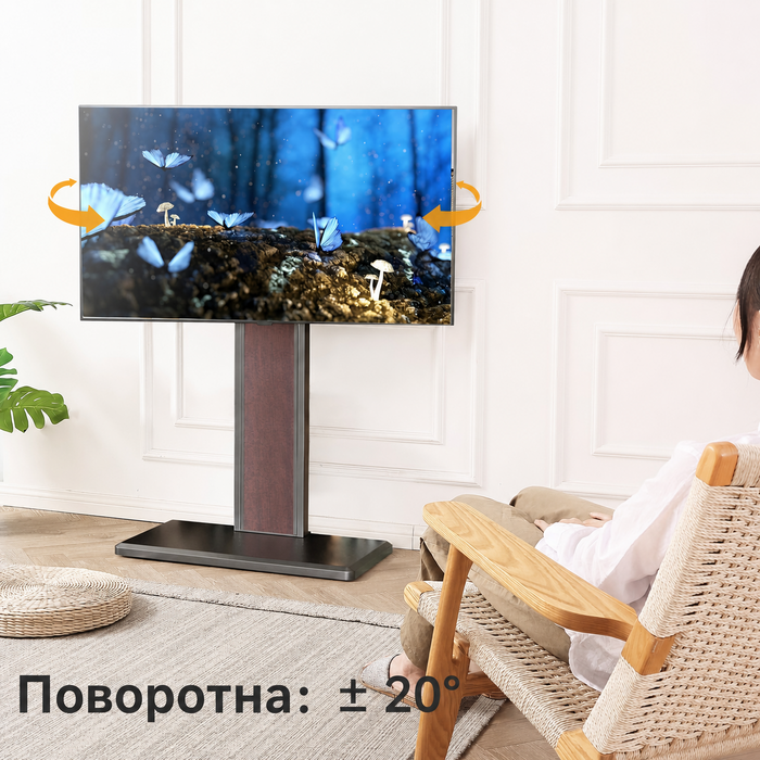 Стійка для телевізора FITUEYES з поличкою, для телевізорів 32-65 дюймів, до 40 кг, VESA 400x400 мм, регульована по висоті, поворотна