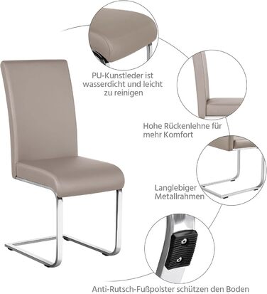 Стільці для їдальні Yaheetech, 2 шт., шкірозамінник, 135 кг, світло-коричневі, сучасний дизайн