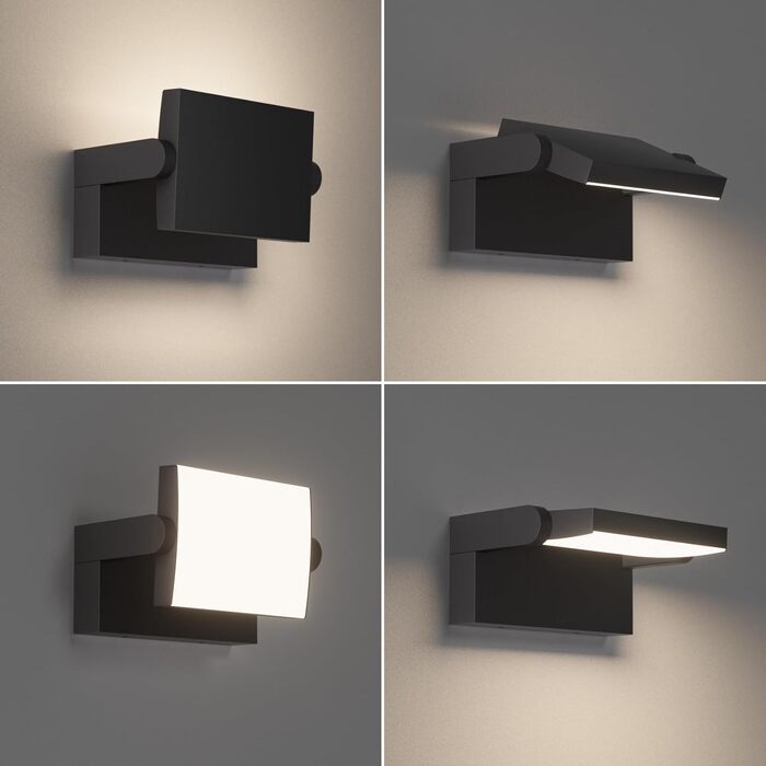 Світильник настінний вуличний LED Klightern 24W, тепле біле світло 3000K, IP65 водонепроникний, поворотний, алюміній, 1500 Лм, чорний