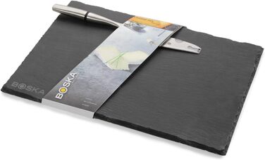 Набір для сиру BOSKA Cheesy L: сланцева дошка та ніж, 2 предмети, 33×23×2,5 см