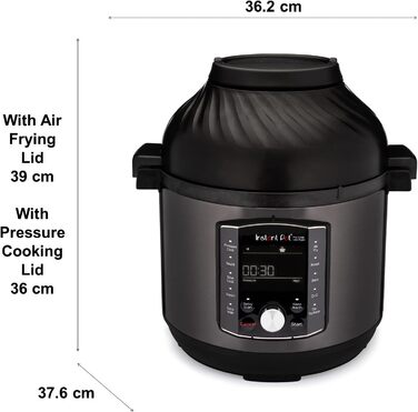 Електромультиварка Instant Pot Pro Crisp 11-в-1, 7.6 л, 1500 Вт, скороварка, аерофритюрниця, повільноварка, пароварка, гриль, дегідратор, sous-vide, чорна нержавіюча сталь