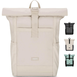 Жіночий рюкзак LARKSON Rolltop бежевий, водостійкий, антивандальний, для ноутбука 16'', школа, університет, велосипед, екологічний