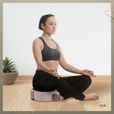 Подушка для йоги та медитації Glanzstück Berlin Health Collection, двостороння, з екологічного лляного міксу, наповнювач гречане лушпиння, 32x15 см, регульована висота