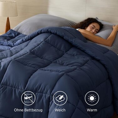 Зимова ковдра BEDSURE 155x220 см, тепла та товста ковдра для зими (450 г/м²), темно-синя, можливость прання