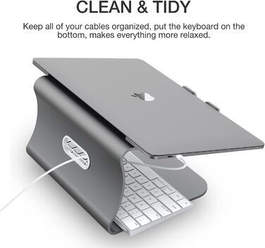 Підставка для ноутбука з алюмінію, сіра, для MacBook Air/Pro, Dell, HP, Lenovo, Microsoft Surface, Samsung (11-16 дюймів)