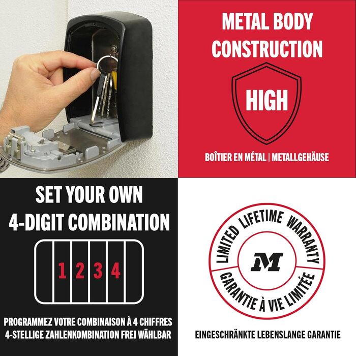 Сейф для ключів Master Lock Extra Large (XL) з настінним кріпленням для вулиці, металевий ключбокс (14.6 x 10.6 x 5.3 см)