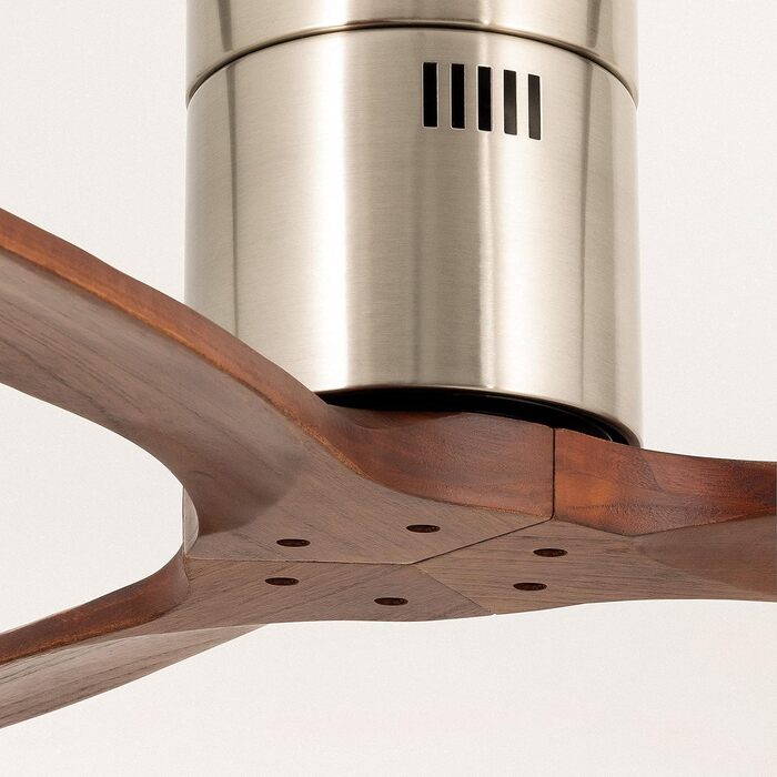 Вентилятор стельовий з підсвічуванням Windcalm Deckenventilator ABS, нікель, дерев'яні лопаті, пульт ДУ, 40W, Ø132см, DC-мотор, літній/зимовий режим