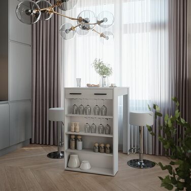 Барний набір Vicco Bartisch Repose Goldkraft Дуб/Антрацит 67x100 см з 2 барними стільцями, регульовані полиці, білий