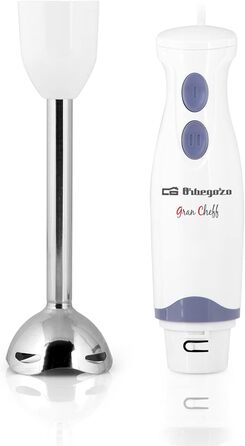 Занурювальний блендер Orbegozo BT 1220, 400 Вт, 2 швидкості, нержавіюча сталь, мірний стакан 600 мл з кришкою