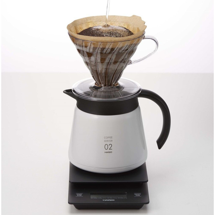 Чайник Hario V60, 550 мл, білий, нержавіюча сталь/пластик