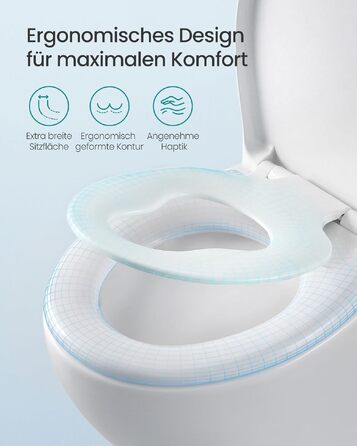 Сидіння для унітазу SONGMICS з мікроліфтом та дитячим сидінням, Urea-Duroplast, овальна форма (O-подібна), біле, витримує до 300 кг