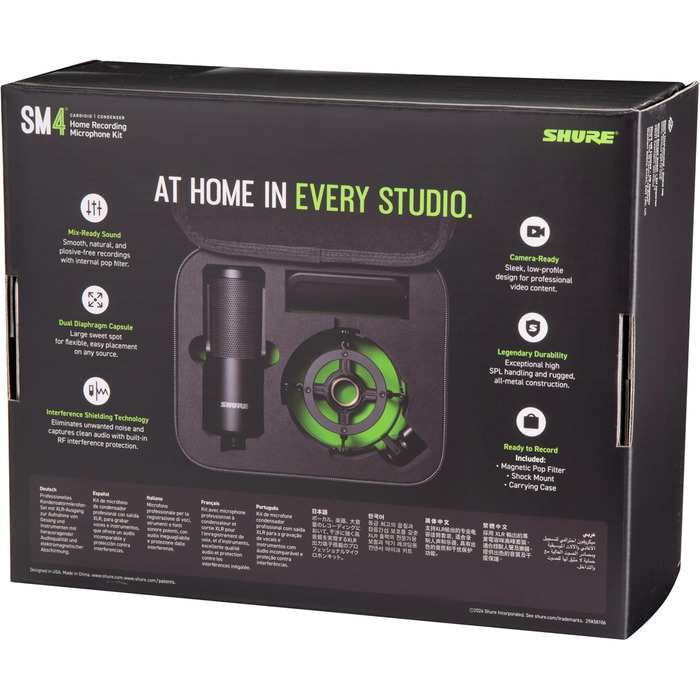 Студійний конденсаторний мікрофон Shure SM4 XLR для вокалу та інструментів, міцний металевий корпус, оптимізований для домашньої студії, готовий до мікшування аудіо
