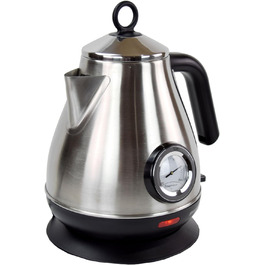 Електрочайник Syntrox Germany WK-2200W-1.7T, 2200 Вт, 1.7 л, нержавіюча сталь, з термометром, бездротовий, 360°, чайник для води та чаю