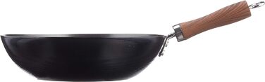 Вок WECOOK! Carbono 28 см для індукції, антипригарне титанове покриття QUANTANIUM, 3-шарове, екологічний, без ПФОА, вуглецева сталь, ручка під дерево, для всіх типів плит (індукція, газ, склокераміка)
