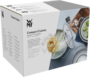 Набір каструль WMF Compact Cuisine 4 предмети для індукції з кришками, нержавіюча сталь Cromargan, з внутрішньою шкалою