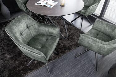 Дизайнерський стілець Riess Ambiente LOFT зелений, оксамит, обертовий, з підлокітниками, металевий каркас чорний