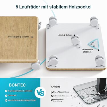 Мобільний стіна-підставка для телевізора BONTEC на колесах, 32-80 дюймів, дерев'яна основа, до 60 кг, білий