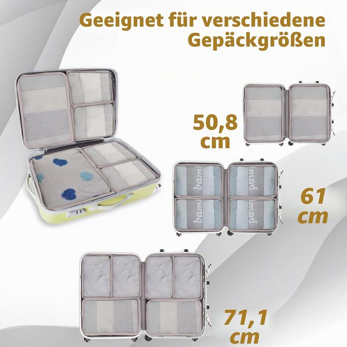 Набір органайзерів для подорожей Packing Cubes (16 предметів), органайзери для валізи та одягу, дорожні сумки для пакування речей, бежевий колір