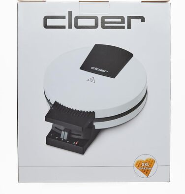 Вафельниця Cloer 1200 Вт для класичних вафель XXL, діаметр 19,5 см, сталева, біла, без сигналу
