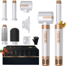 Hairstyler UKLISS Pro 7-в-1 з іонізацією: фен-щітка, кругла щітка, аерощітка для волосся, мультистайлер (білий)