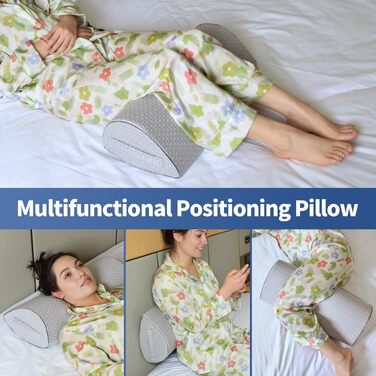 Подушка для сну на боку Pozico: ортопедична подушка з піни Memory Foam для ніг, колін, стегон та спини, знімний чохол, сіра