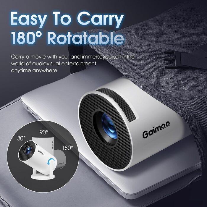 Смарт-проектор Mini Beamer 4K Full HD 1080P з WiFi 6 та Bluetooth 5.2, автокоррекция Keystone, поворот на 180°, підтримка HDMI/TV Stick/USB, білий