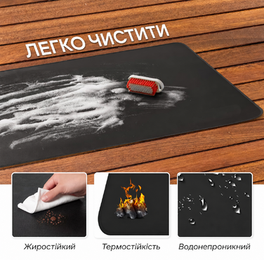 Двосторонній вогнестійкий килимок FLASLD 91×124 см для гриля та каміна, маслостійкий водонепроникний захист для тераси й саду, чорний