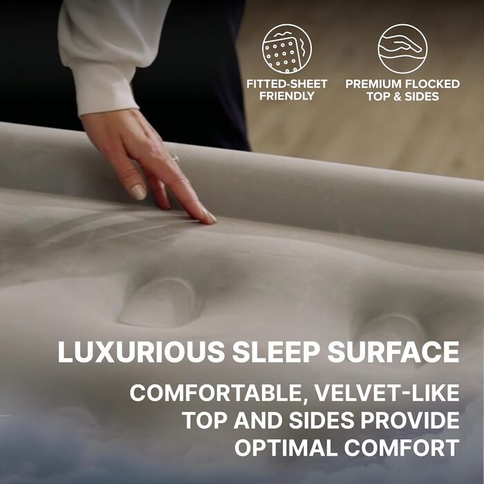 Надувний матрац SleepLux Dream Luxus подвійний з вбудованим насосом, 45.7 см, високий, для гостей, кемпінгу, дому