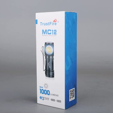 Ліхтар налобний TrustFire MC12, LED, 1000 люмен, магнітний, акумуляторний, IPX8, водонепроникний, для кемпінгу та бігу, чорний