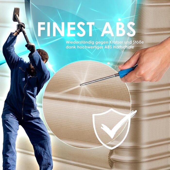 Середня валіза KESSER на 4 колесах із міцного ABS, з телескопічною ручкою, вагою для багажу та біркою, кодовий замок, 84 л, шампань
